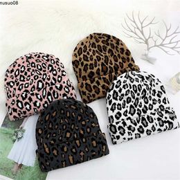 Beanie/Skull Caps Winter Hats Ladies Leopard Beanie Hats Fashion Wool Winter Warm Knitted Hats print Hip Hop beanies cap gorros thicken bonnet J230518