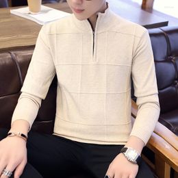 Men's Vests Slim Casual Knitted Warm Pullover 2023 Turtleneck Sweater Stand Collar Zipper Fashion Korean Version