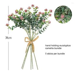 Decorative Flowers 3/5 Sticks Eucalyptus Bundle Fake Plants Home Accessories Green Plant Garden Outdoor Decor Wedding Bouquet Plantas