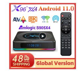 X96 X4 Android 11.0 TV BOX AV1 Amlogic S905X4 4GB 32GB 64GB Quad Core 2.4G 5G Dual Band WIFI BT 8K Media Player Set Top Boxes