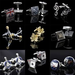 Memolissa Trendy Upscale Men's Shirt Cufflinks 18 Style Flags / Champagne / Playing Cards / Maple Leaf / Bears Mens Cufflinks