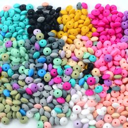 Baby Teethers Toys 50pcslot 12mm Silicone lentil Beads BPA Free DIY Charms born Nursing Accessory Teething Necklace Toy 230518