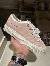 Beige And Ebony Designers Sneakers New Style Thick Bottom Canvas Shoes 3.5 CM White Rubber Sole Trim Suede Trim Casual Shoe