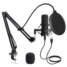 Microphones USB Microphone Condenser D80 Recording Microphone with Stand and Ring Light for PC Karaoke Streaming Podcasting for Youtube 230518