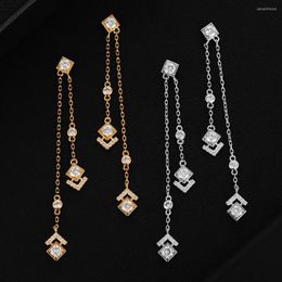 Dangle Earrings GODKI Geometric Long Tassel For Women Wedding Cubic Zirconia CZ Crystal Sparkling Naija Dance Party Earring 2023