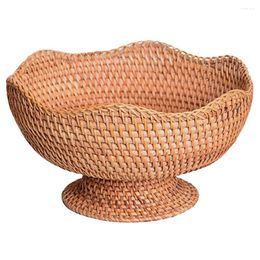 Plates Rattan Fruit Basket Woven Baskets Plate Decorative Storage Wicker Tray Bread