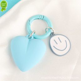 New Macaroon Peach Heart Keychain Cute Irregular Smile Face Pendant for Women Girls Bag Car Accessories Creative DIY Gifts