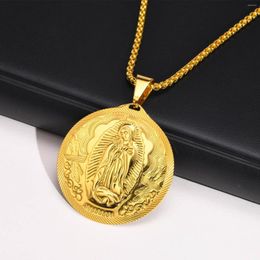 Pendant Necklaces Chic Virgin Mary For Men Women Gold Color Stainless Steel Metal Mother Collar Religious Gifts Jewelry