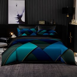 Bedding sets High Quality Set Duvet Cover With Pillowcase Classic Nordic Geometric style Queen King Size Black Bed 230517