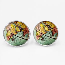 Men's Glamour Shirt Globe Cufflinks Earth Planet Earth World Map Ball Charm Button Ornament