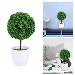 Decorative Flowers 2 Pcs Topiary Trees Artificial Outdoor Balls In Planters Small Fake Succulents Tree Pot