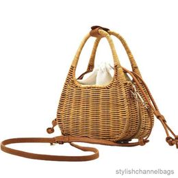 Stuff Sacks Wicker Woven Rattan Bag Women Handbags Luxury Designer Straw Beach Bag Travel Shoulder Crossbody Bags Tote