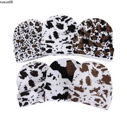 Beanie/Skull Caps Ins Japanese Autumn Winter Women Warm Skull Hat Student Lovely Leopard Cow Print Men Knitted Beanie Cap Bonnet Gorras J230518