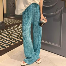 Capris HziriP Blue Animal Printed Trousers Chic Thin 2022 Summer Elastic High Waist New OL Leopard Fashion Loose New Casual Pants