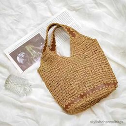 Stuff Sacks New 2023 Straw Shoulder Bag Woven Tote Bags for Women 2023 Handbags Summer Rattan Shopper Purse Travel Paper Rope Beach Bag