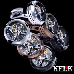 KFLK Jewellery shirt cufflink for mens Brand cuff button watch Mechanical movement cuff link high quality Tourbillon guests