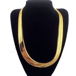 Chokers Top Quality 75CM*10MM Hip Hop Mens Herringbone Snake Chain Golden Necklace Rapper Chunky Boys Rapper NightClub DJ Smart Jewellery 230518