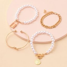 Strand Beaded Strands XUAN NGAN Beautiful Pearl Bracelet Women Multi Layer Bracelets Female Bohemian Birthday Gift 4 PCS Gold Lock