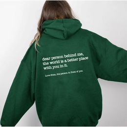 Women s Jackets Dear Person Behind Me Hoodie With Kangaroo Pocket Pullover Vintage Aesthetic with Words on Back Unisex Trendy Hoodies 230519