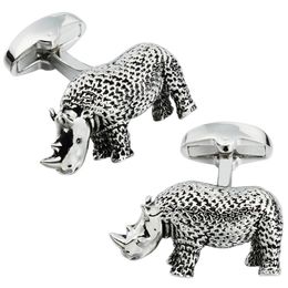 HAWSON Interesting Rhinoceros Cufflinks Wiped Black Oil Fashion Men's Jewellery Cuff Button for French Shirts Garment Gift