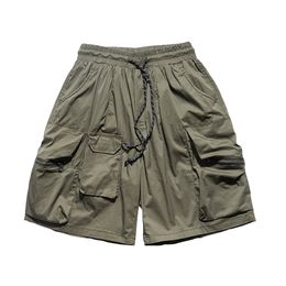 Men's Shorts TDFR Multi-Pocket Cargo Shorts Mens Summer Safari Style Solid Colour Knee-length Shorts Casual Loose Half Pants Men 230519