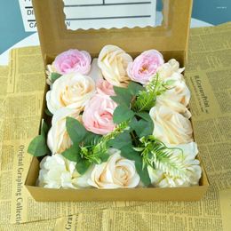 Decorative Flowers Simulation Rose Box Birthday Valentine's Day Gift Boxed Flower Diy Wedding Bride Holding Bouquet