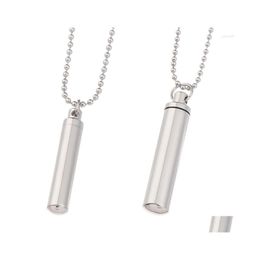 Pendant Necklaces Men Woman Necklace Sier Color Open Cylindrical Pendants Stainless Steel Remembrance Jewelry Accessoriespendant Dro Dheyt