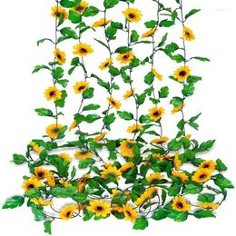 Decorative Flowers 2.6m Artificial Sunflower Flower Rattan Spring And Summer Indoor Outdoor Kitchen Living Room Wall Decoration Baby Shower