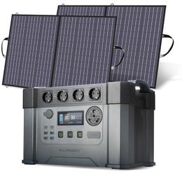 ALLPOWERS Portable Generatror 1092Wh / 1500Wh Power Supply 110V/230V Powerstation with 2X18V 100W Moblie Solarpanel for Camping