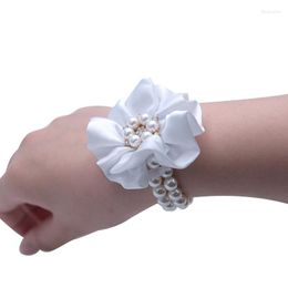 Decorative Flowers 10pcs/lot Pearl Wedding Corsage Flower With Rhinestone For Groom Groomfriends Man Decoration