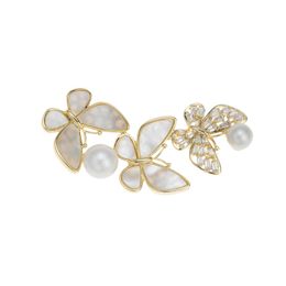 Shining U White Shell Butterfly Brooch Fashion Jewelry for Women Gift