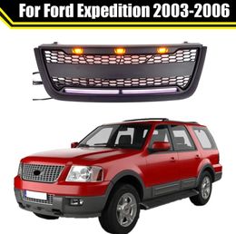Accessori esterni per autoveicoli Griglia anteriore Griglia paraurti nera opaca o grigia con luci a LED adatta per Ford Expedition 2003-2006