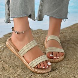 Slippers Flat Heels Cork Women Non Slip Beach Woman Slides 2023 Summer Plus Size 43 Low Heeled Sandals Flip-Flops