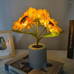 Night Lights Cute Sunflower Light 3 Head Led Simulation Lamp USB Rechargeable Warm Eye-protection Kids Sleeping Lght