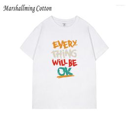 Men's T Shirts Cotton Ming Every Thing Will Be Ok Shirt Men Tshirt White Graphic Print Man T-shirt Custom Drop Summer Tees XS - 5XL