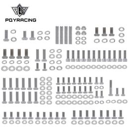 PQY - Small Stainless Block For Chevy SBC 265 283 302 305 307 327 350 400 Engine HEX Bolt Kit 211Pcs Nuts & Bolts PQY-EMK01