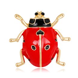 Fashion Jewellery Creative Cartoon Ladybirds Brooch Enamel Red Insect Lapel Corsage Pin Cute Dress Decoration Brooches for Women