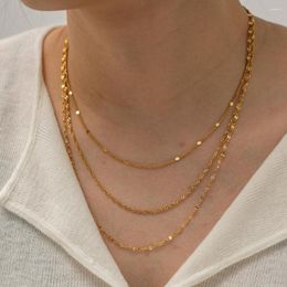 Chains Minimalist Gold Color Twist Rope Chain Necklaces For Women Stainless Steel Multi-layered Choker Pendant Jewelry Gift