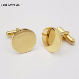 Classic Stainless Steel Jewellery Cufflinks Golden Round Blanks Cuff Links For Men Women Your Logo Available