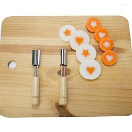 Baking Moulds 3pcs Stainless Steel Cookie Stamps Mould With Wood Handle Vegetable And Fruit Cutter Shapes Set Decorative Crafts