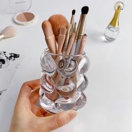 Storage Bottles Cosmetic Brush Barrel Korean Wind Glass Pen Holder Eyebrow Simple Desktop Decoration Office