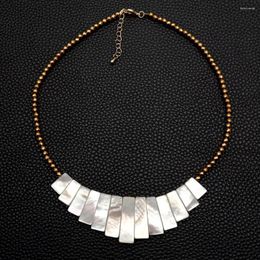 Choker Y.YING Natural Sea Shell Golden Hematite Necklace Vocation Jewelry