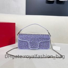 10a moda baget elmas çantası v logo orijinal deri omuz çantası kadın zincir flep çanta yağmur damlası parlak çanta vücut lüks büyük kapasiteli swarovski dekoratif çanta