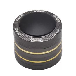 CHROMIUM CRUSHER smoke accessory Premium Zinc Alloy Tobacco Herb Grinder 50MM 4Piece Sharp Teeth Gold Line Metal Grinders