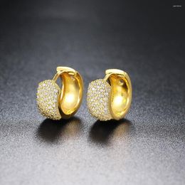 Hoop Earrings Women's Round Retro Hoops Jewellery Gold Colour Zircon Small Ear Ring Wholesale Vintage Female Girls Accessories KBE420