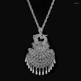 Chains Retro Carved Statement Peacock Zinc Alloy Long Necklace Women Bijoux Fashion Jewelry Necklaces & Pendants Collares Collie