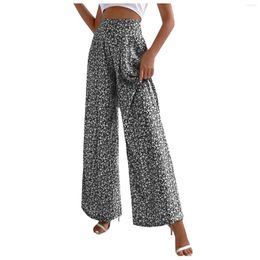 Women's Pants Casual Womens Loose Y2k Floral Printed Palazzo High Waist Wide Leg Female Long Trousers Boho