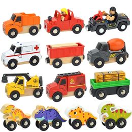 Diecast Model Wooden Magnetic Train Car Locomotive Toy Wood Railway Accessories Toys for Kids Gifts Fit Biro themes Tracks 230518