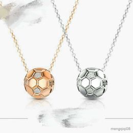 Fashion Sports Football Necklace Pendant Crystal Links Chains Soccer Pendant Women Necklace fit Athletic Fans Jewelry Gift