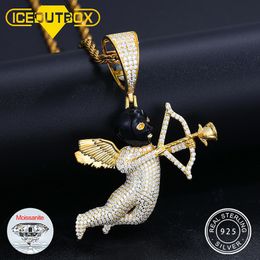 Pendant Necklaces D VVS Angel Cupid With Black Masked Of Eros 925 Sterling Silver Iced Out Men Hip Hop Jewelry Gifts 230519